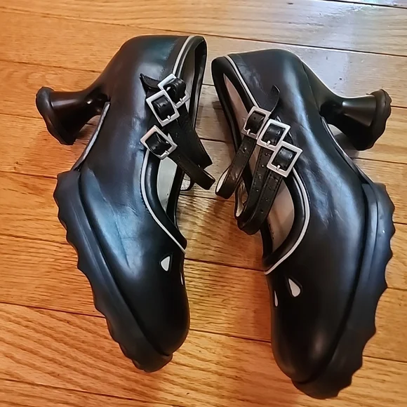 John Fluevog Black Leather Women's Mary Jane Shoes